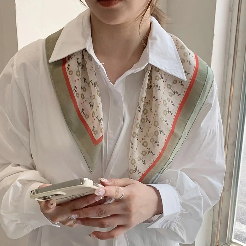 Модная повязка на голову летние тонкие шарфы с цветами весенние хлопковые