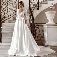 elegant boho wedding dresses a line v neck appliques chiffon floor length backless buttons bridal gowns custom vestidos de noiva