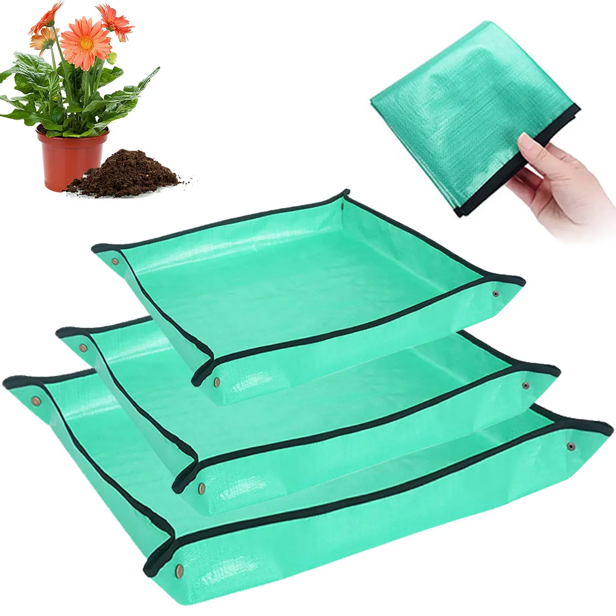 

3Pcs Plant Repotting Mat Waterproof Transplanting Floor Mat Portable Gardening Soil Changing and Watering Mat Reusable Thicken