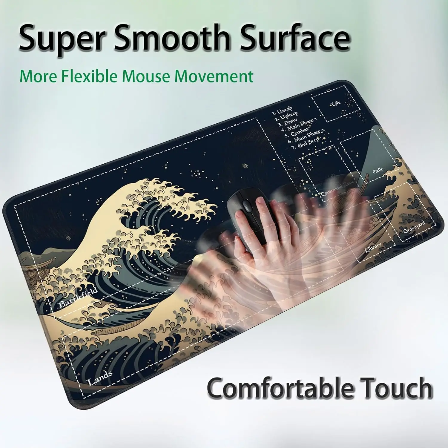 Игровой коврик Wave MTG Playmat 24 x 14 дюймов для DTCG CCG RPG коллекционная карточка с