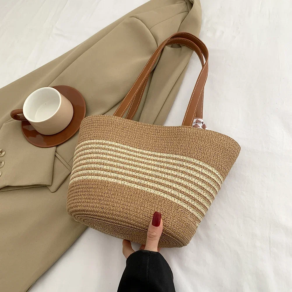 Плетеные сумки в полоску трава виноград 2024 модные точные реплики Брендовая