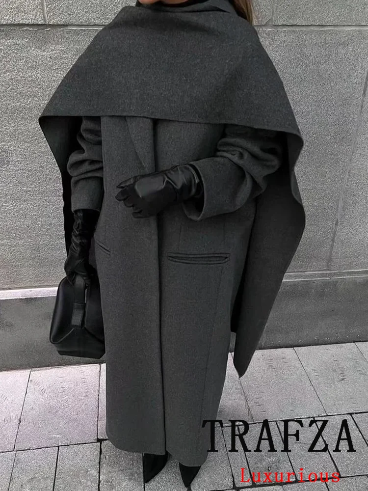 Женское винтажное шерстяное пальто с отложным воротником цвет в ассортименте