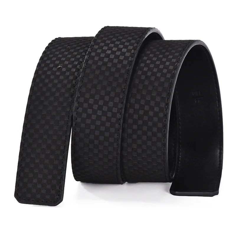 New Genuine Leather Belt with Body, Men's Headless Belt, Business Millet Plaid Belt,fashionable and Versatile Pants Belt