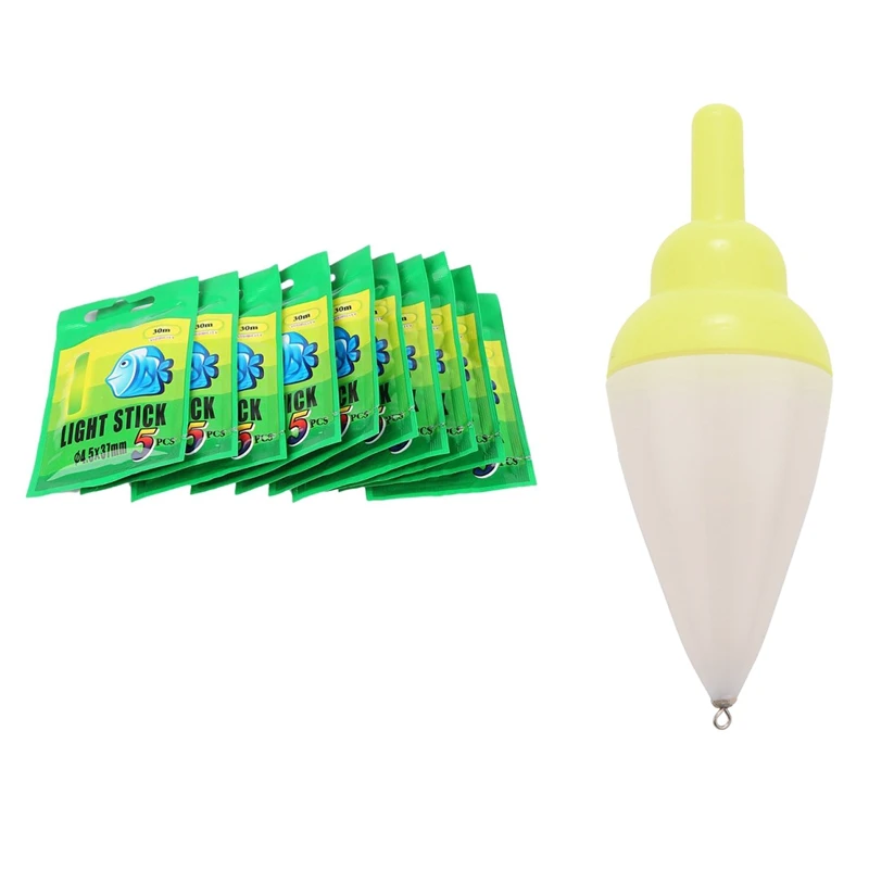 

51 Pcs Fishing Float Fluorescent Lightstick Light Night Float Night Float, 1 Pcs 12.5 X 4.5Cm & 50 Pcs 4.5 X 37Mm