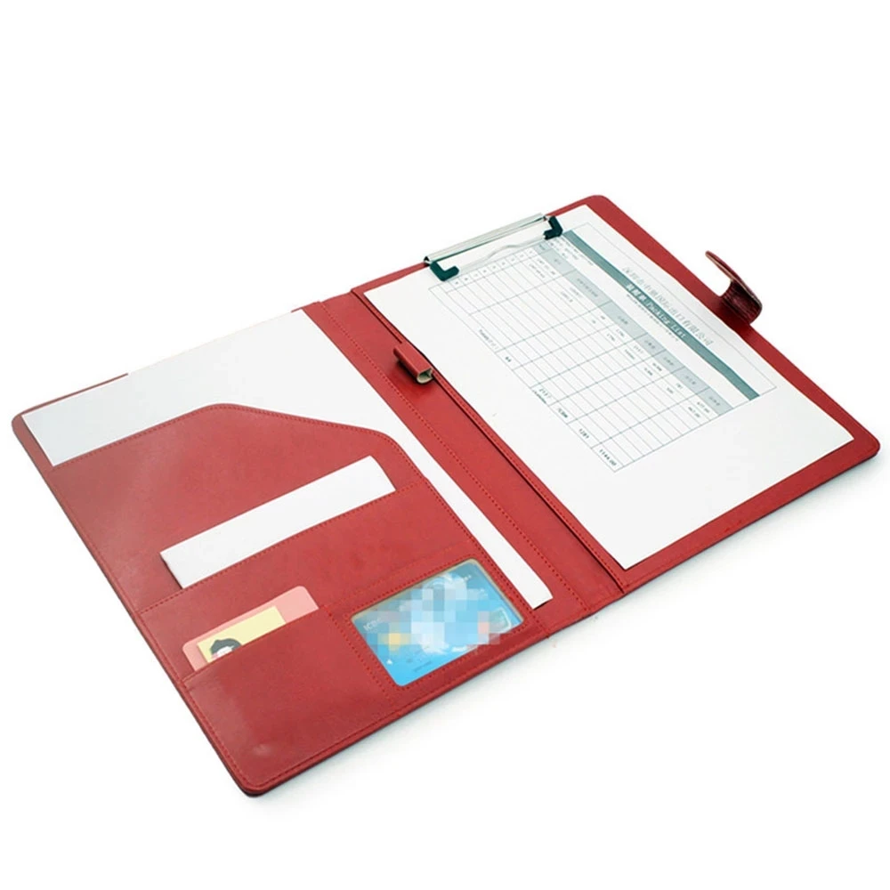 A4 Clipboard Folder Portfolio Multi-function Leather Organizer Sturdy Office Manager Clip Writing Pads Legal Paper Contract |