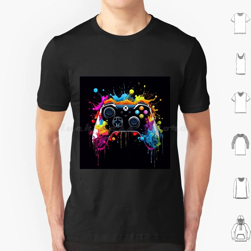 Официальный контроллер с яркими цветами и брызгами чернил футболка большого