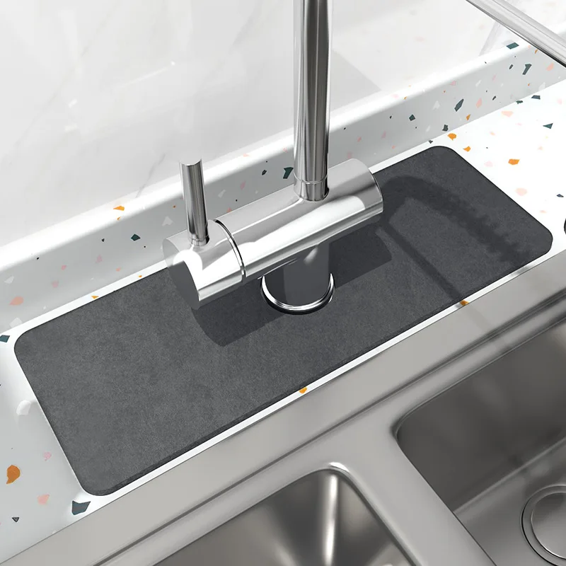 Soft Diatomite Absorbent Faucet Floor Mat Bottom Waterproof Thickened Durable Kitchen Sink Pad Splash-proof Water Rug Bathroom