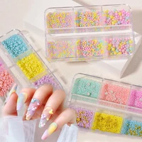 1box macaron mixed bubble ball beads colorful pink resin crystal beads diy filling 3d nail art decor nails manicure supplies