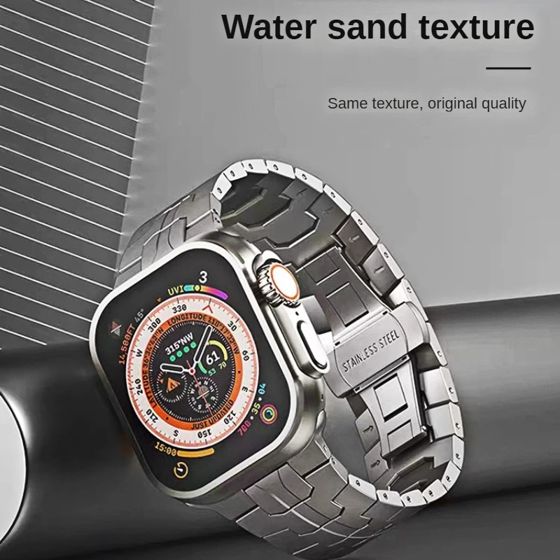 Ремешок из нержавеющей стали для Apple Watch Ultra 2 49 мм 7 8 9 45 44 Мужской металлический