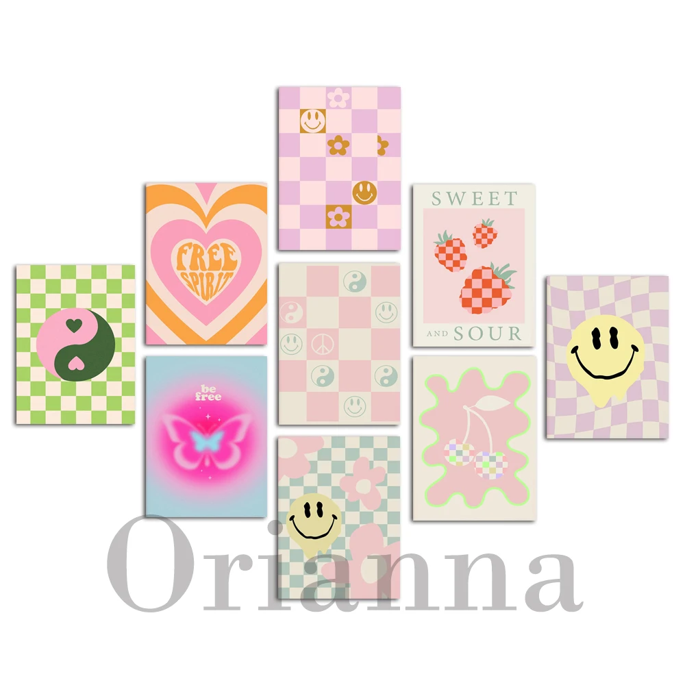 Смайлик цветок вишня Инь Янь бабочка клетчатое сердце ягода мотивирующая Цитата