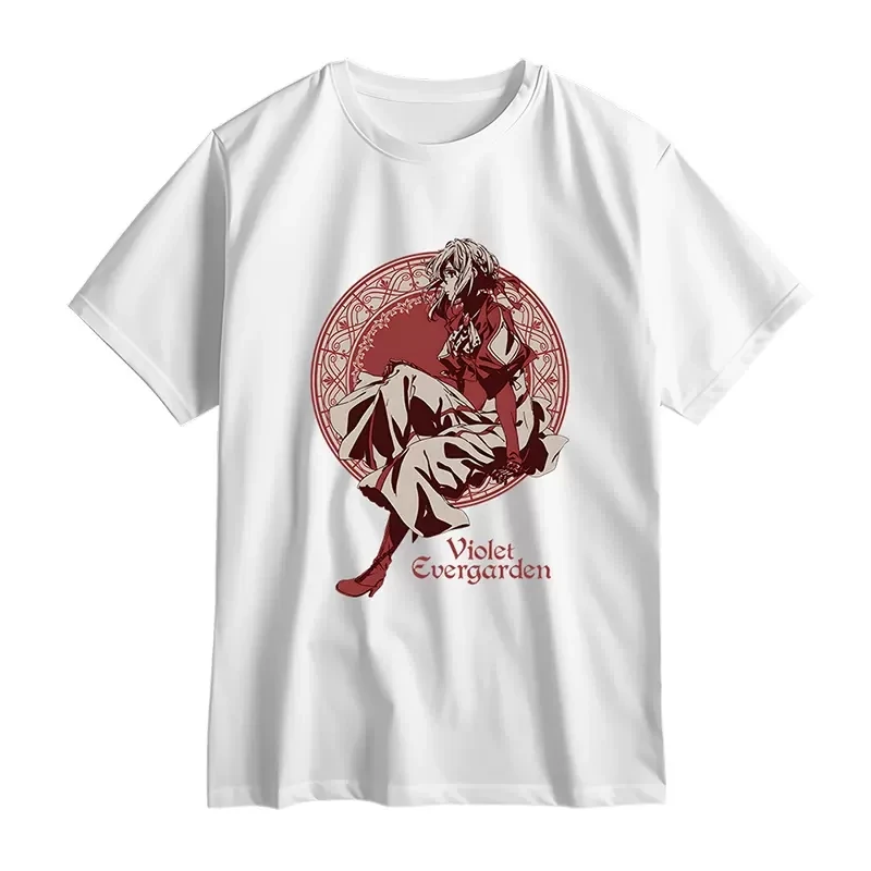 Аниме фиолетовая футболка Evergarden с коротким рукавом Косплей Костюм Студенческая