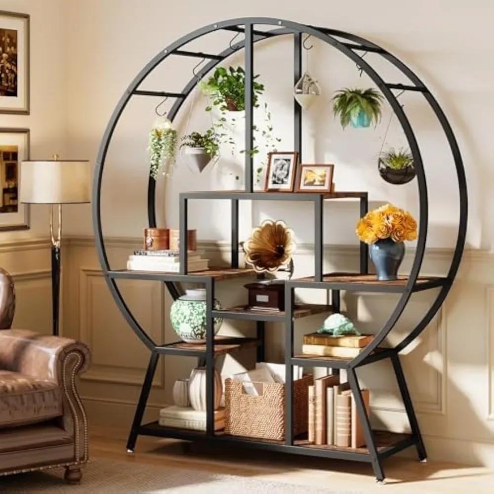 Большой книжный шкаф Промышленные круглые книжные полки Etagere с полками для