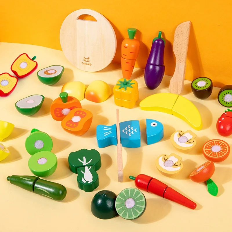 

Деревянная имитация кухонного игрового домика Монтессори, обучающая игрушка для детей, подарок, набор для ролевых фруктов и овощей, игрушка для ролевых игр