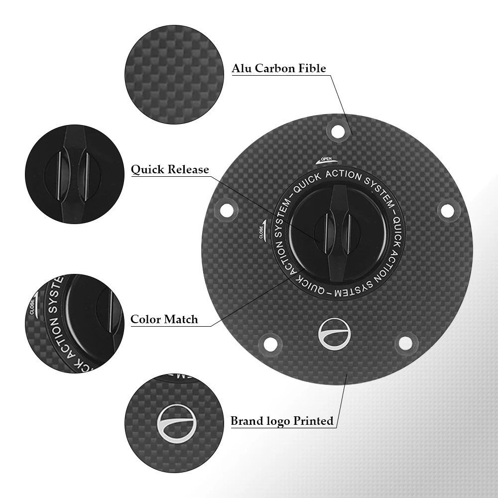 

Carbon Fiber Motorcycle Accessories Quick Release Key Fuel Tank Gas Oil Cap Cover for KAWASAKI NINJA H2 H2R 2016-2019