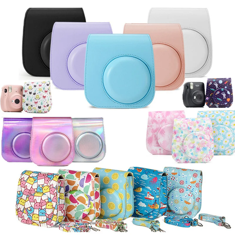 

Shoulder Camera Protective Case Colorful Patterns Leather Camera Bag For Fujifilm Instax Polaroid Mini11 Mini 11 Case Handbags
