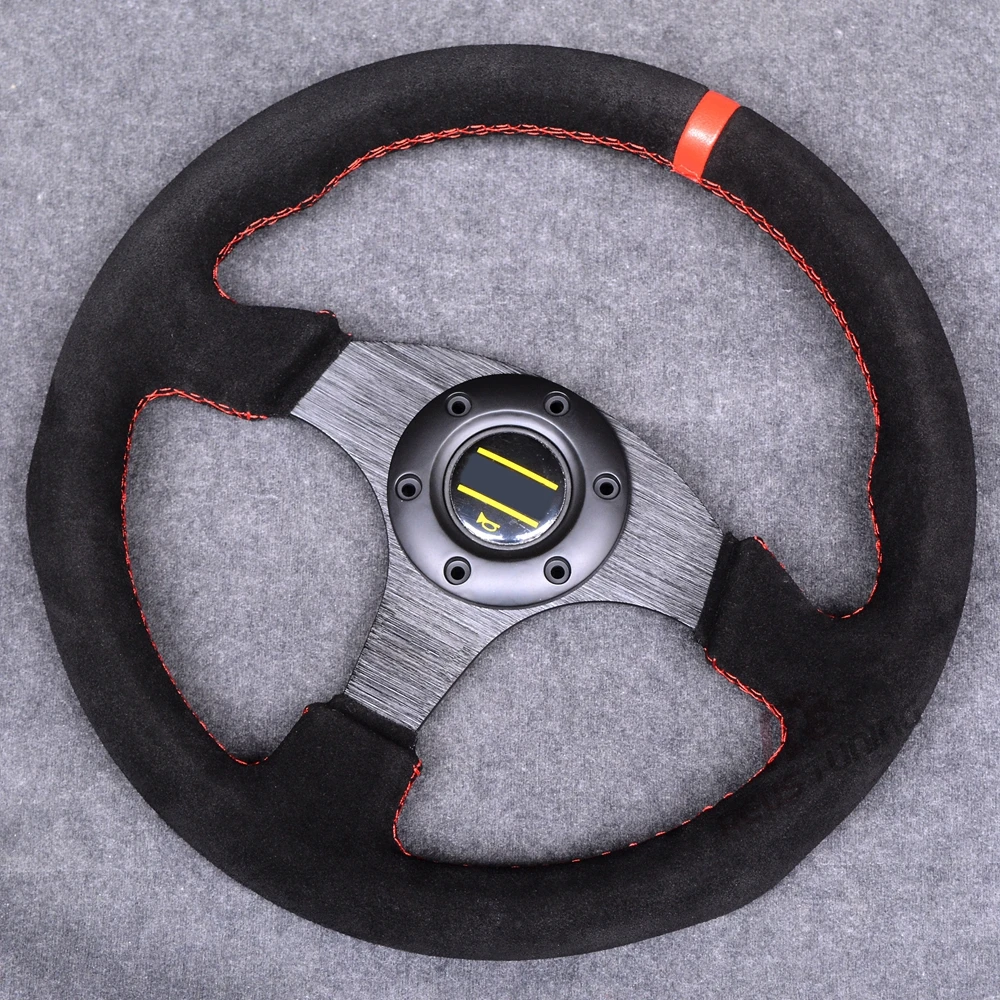 Универсальный 330 мм 13 дюймов замшевый кожаный плоский красный/желтый автомобиль