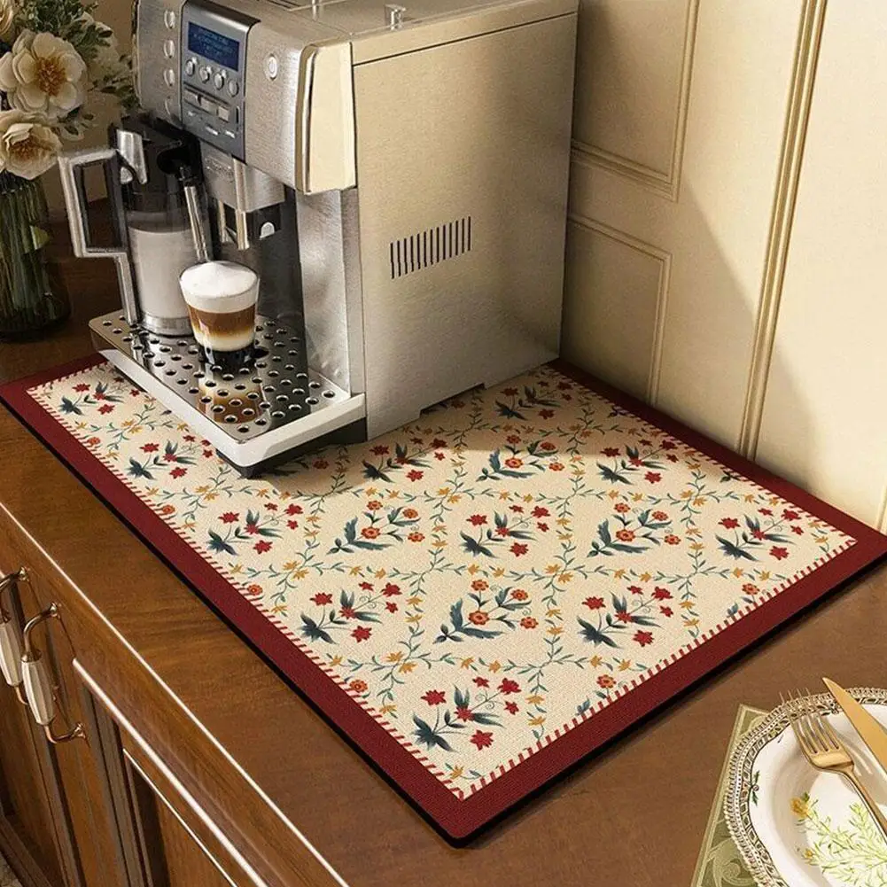 

Coffee Machine Pad Drain Pad Kitchen Dish Drying Mat Accessorie Kitchen Pad Diatom Protection Mud Absorbent Desktop Quick-d H8A8