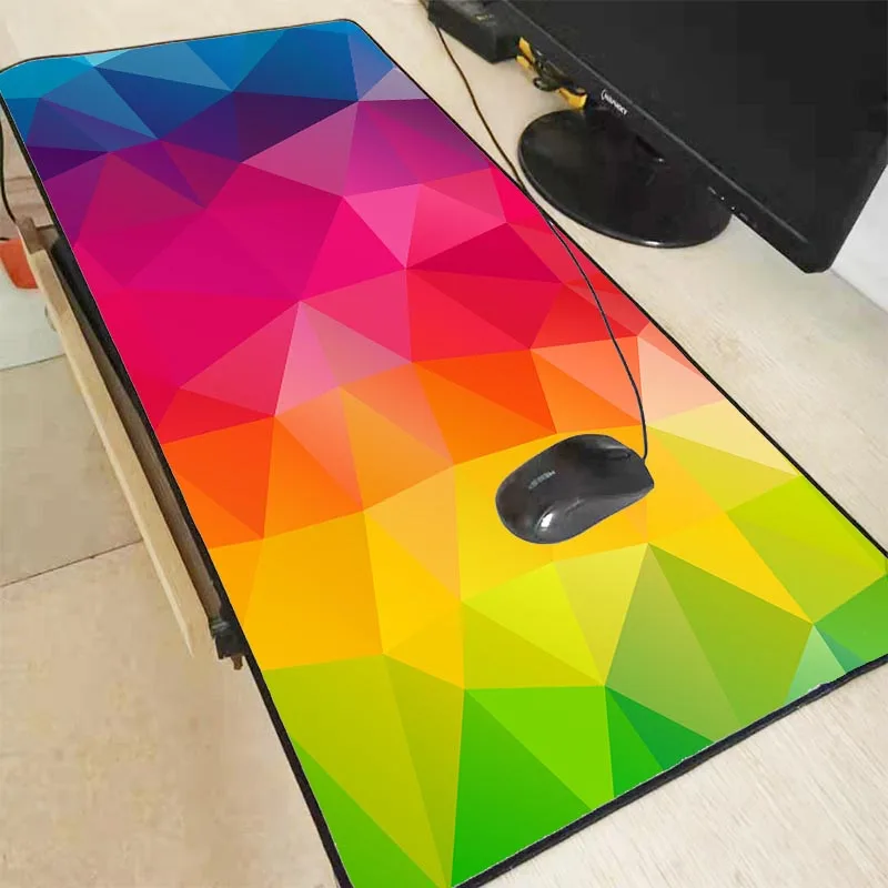 

MRGBEST Triangles Geometry Colors Gaming Mouse Pad Locking Edge Large Rubber Non-slip Mat for Dota 2 LOL CSGO Game Player Pads L