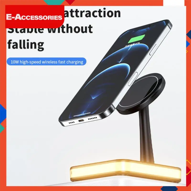 

Desktop Mobile Phone Holder Bracket 15w Wireless Charger Dock Multifunctional With Night Led Light Magnetic Chargers Stand Usb