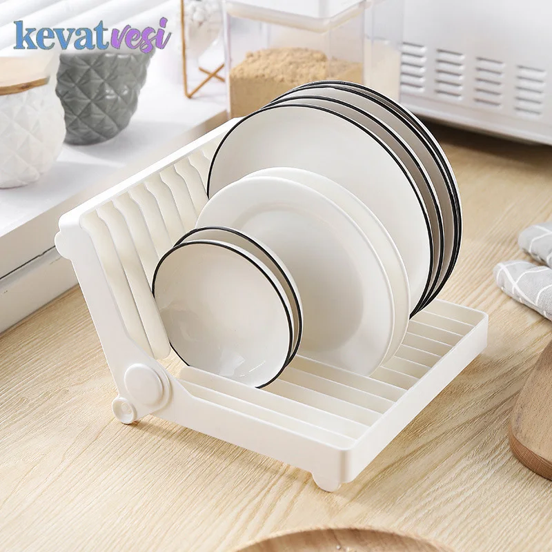 

Foldable Dish Plate Drying Rack Kitchen Organizer Plastic Storage Holder Cooking Dish Pan Stand Kitchen Dish Bowl Drainer Holder
