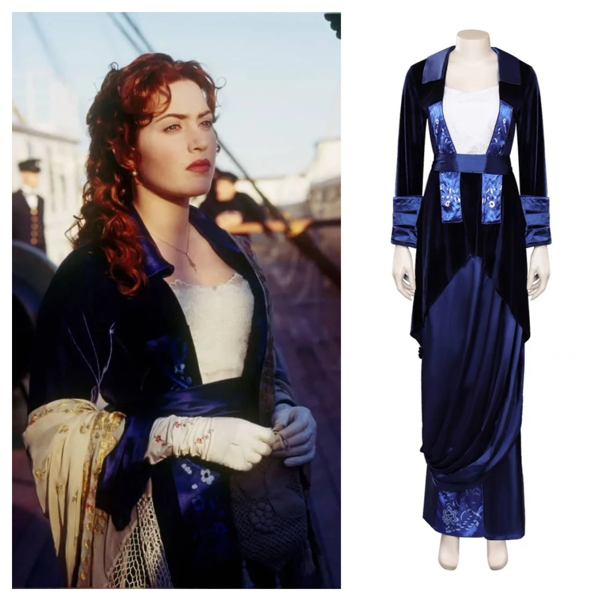 Костюм Титаника Розы для косплея Rose DeWitt Bukater Платье Фиолетовая роза Летающий