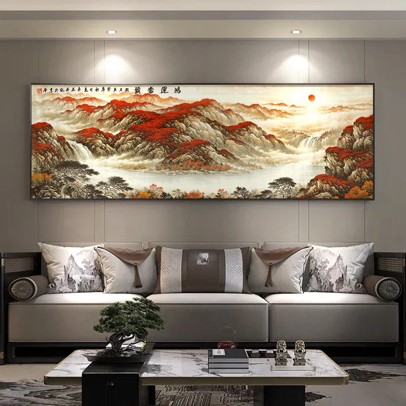 Китайский стиль пейзаж картина на холсте