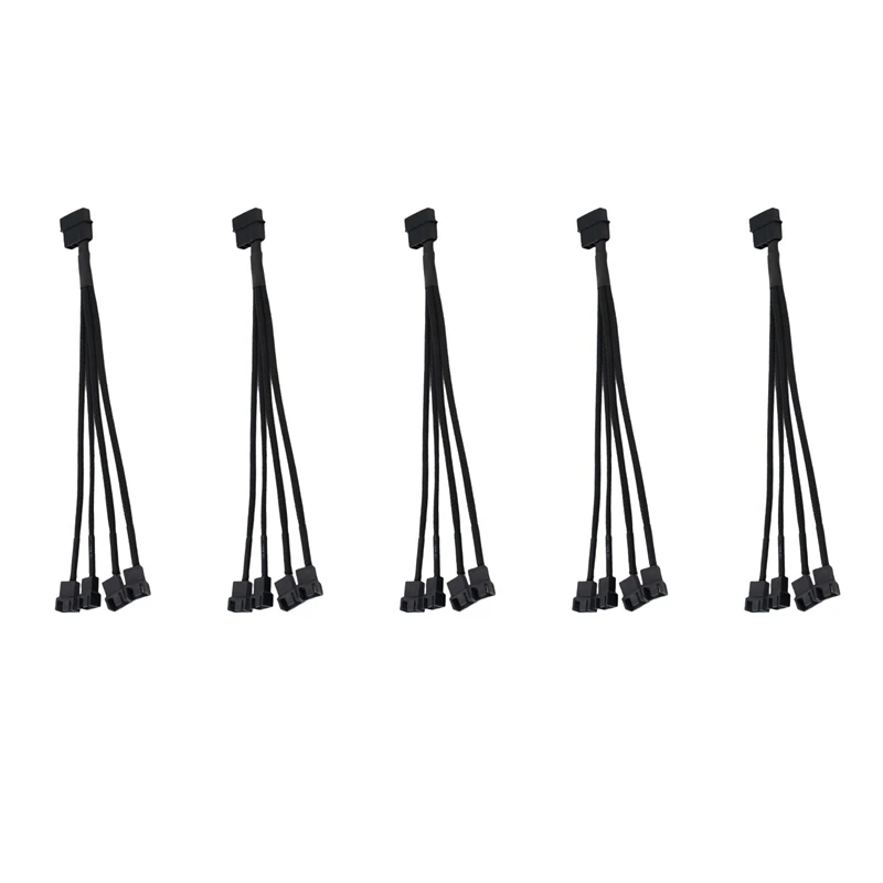 

5 Pieces Of Computer Motherboard Adapter Cable Large 4Pin To Four Small 4Pin Fan Interface Extension Cable 27Cm