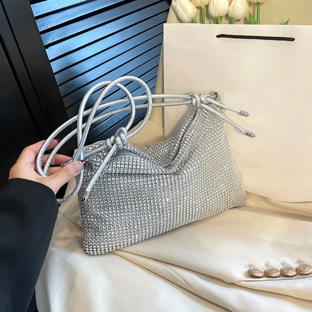 Роскошный клатч для женщин блестящая сумка на плечо со стразами шикарная Женская