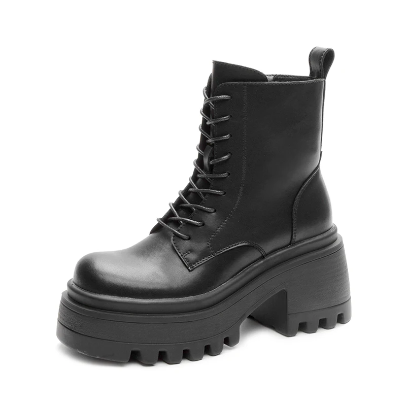 

Genuine Leather Elegant Ankle Boots Female High Heels Winter Luxury Designer Shoes for Women 2023 Trend Chunky Platform Booties