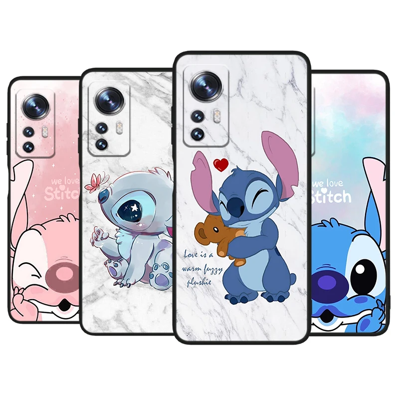 

Disney OHANA Stitch Cute For Xiaomi Mi 12 11 10 11T 10T 9T 9 8 Note 10 Ultra Pro Lite TPU Soft Silicone Black Phone Case Fundas