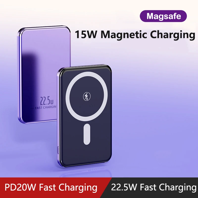 Магнитное беспроводное зарядное устройство 15 Вт Power Bank 10000 мАч PD20W Powerbank с быстрой