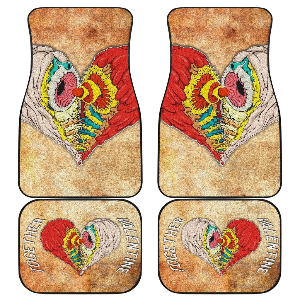 

Valentine Car Floor Mats – Horror Two Half Hearts Combine Together Car Mats