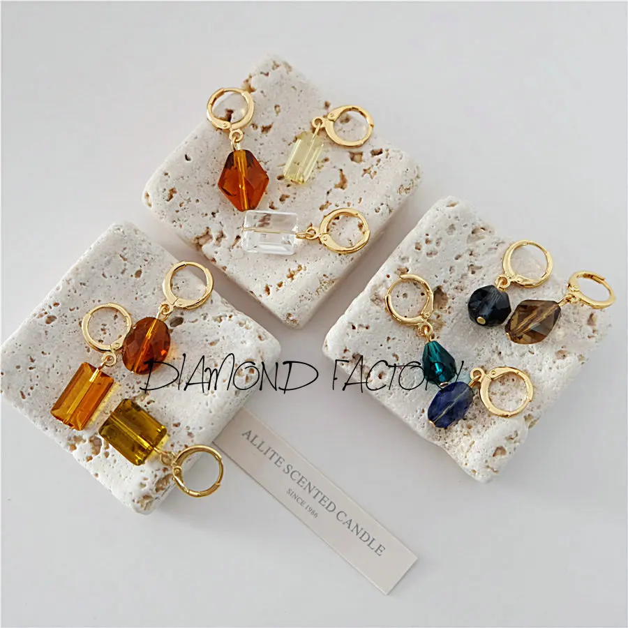 

Simple Faceted Crystal Earrings With Gold Studded Earrings Sparkly Austrian Crystal Beads