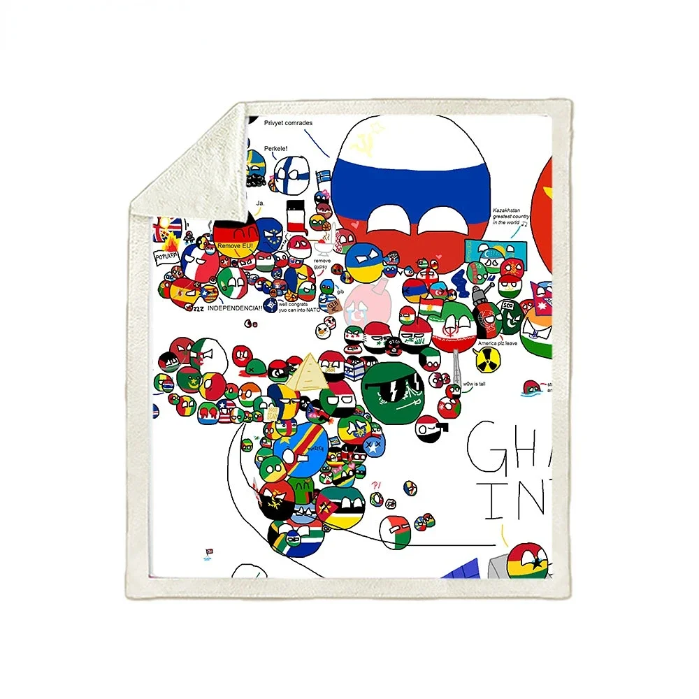 Liaseo 3D одеяла с рисунком коралловый бархатный пейзажный мяч Polandballs аниме домашнее