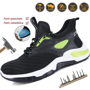 Male Sofe Women Cosy SneakersSafety Work Shoes Men Anti-Smashing Indestructible Steel Toe Cap Puncture-Proof Boots Lightweight