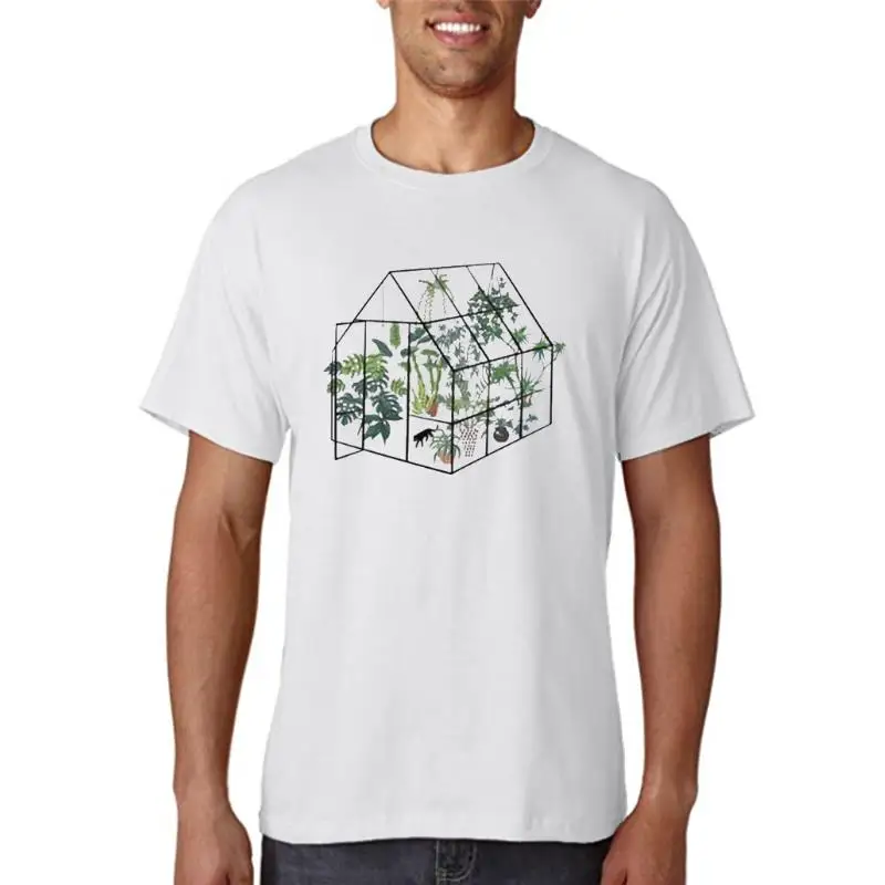 

Футболка женская с принтом теплицы и растений, милая Повседневная рубашка в стиле гранж 90-х, Топ в стиле Харадзюку, мультяшный рисунок, на ле...