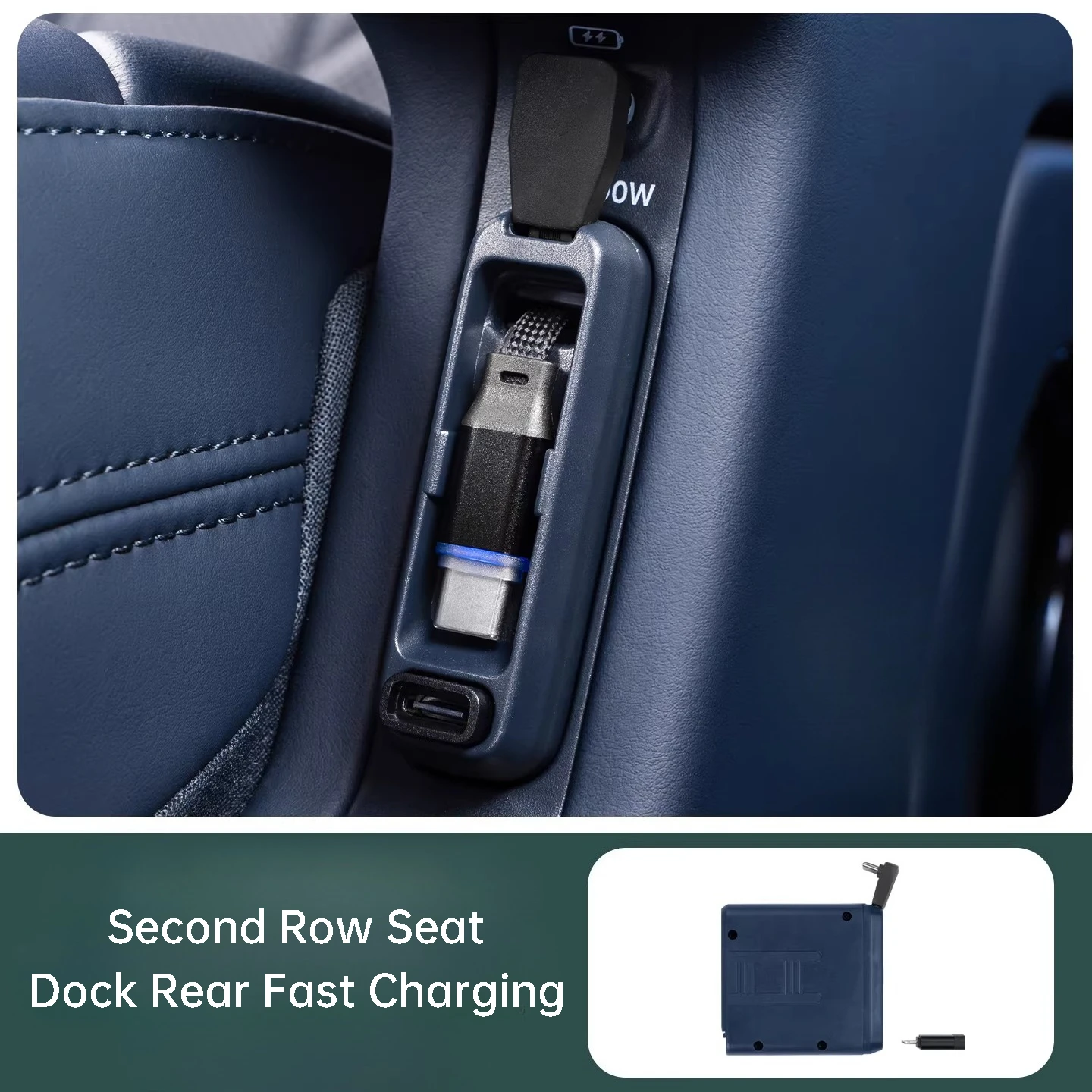 

Выдвижной зарядный кабель для Zeekr 9X: порт зарядки для второго ряда сидений, быстрый удлинитель для задних сидений, аксессуары для интерьера автомобиля