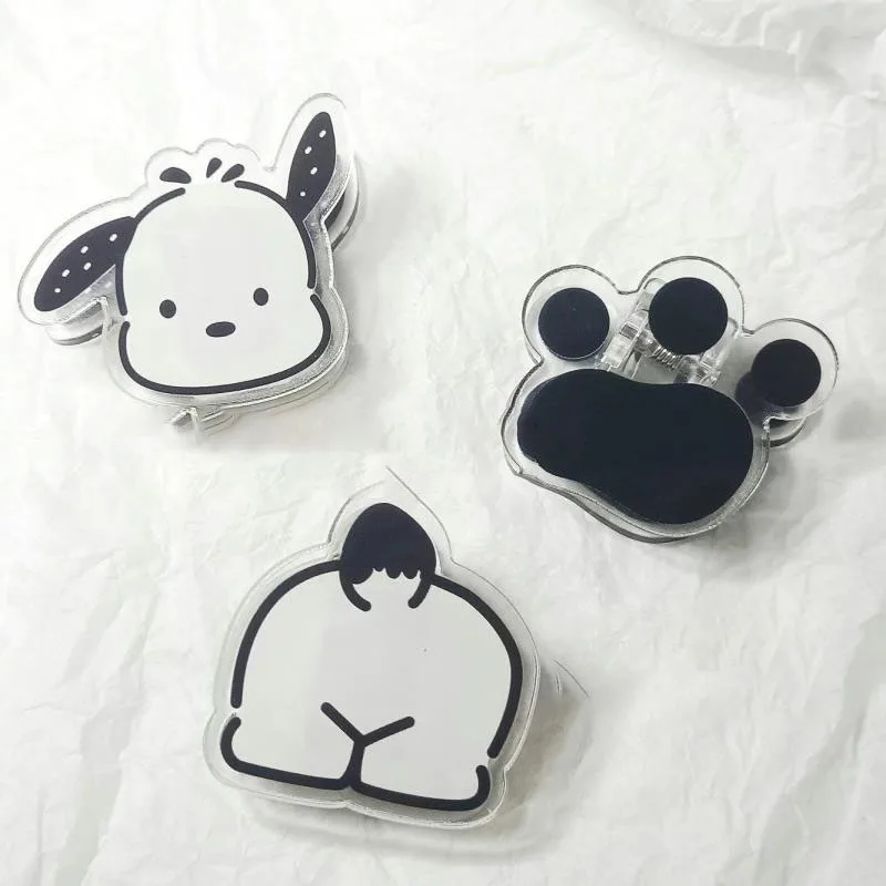 

Cute Cartoon Sanrio Pompompurin Three-Piece Double-Sided Note Clip Creative Acrylic Girl Heart Pp Clip Multifunctional Folder