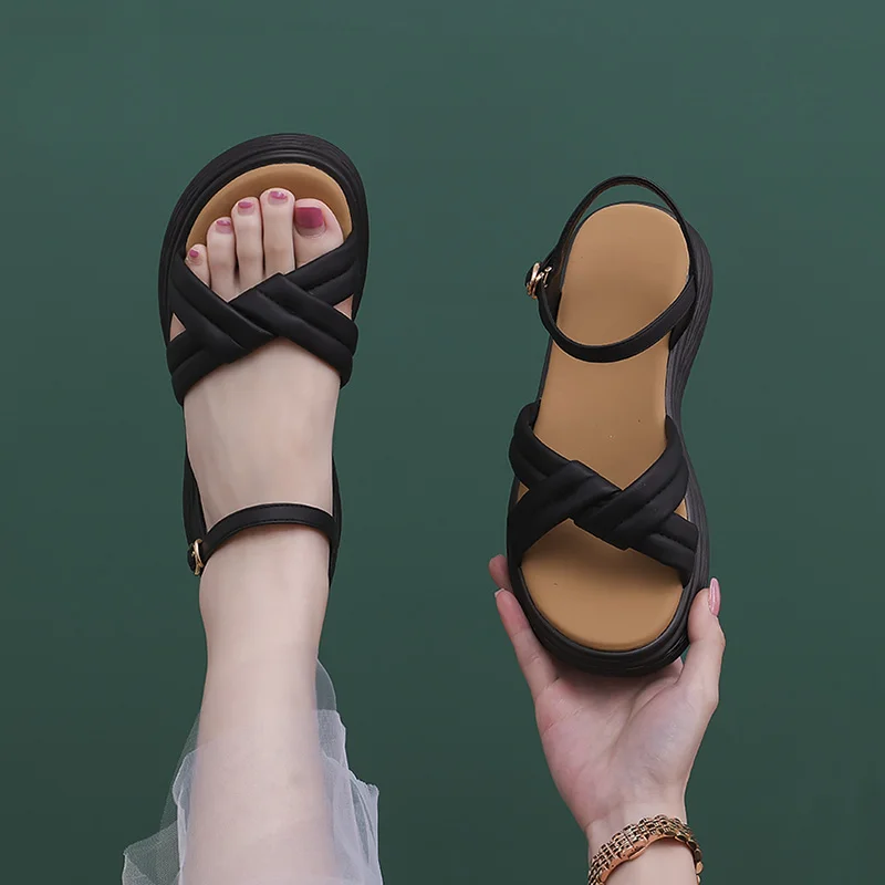 AIYUQI Sandals Women Flat 2023 New Weave Rome Ladies Summer Sandals Wear Fashion Beach Sandals For Girls