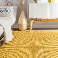 Jute Rug Natural Jute Carpet Reversible Color Braided 9x12 Feet Rustic Look Rugs for Bedroom Living Room Decoration