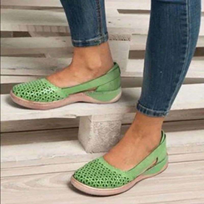 

Women Orthpedic Sandals Woman 2023 Hollow Out Loafers Women's Vintage Slip On Wedges Ladies Casual Summer Autumn Female Shoes
