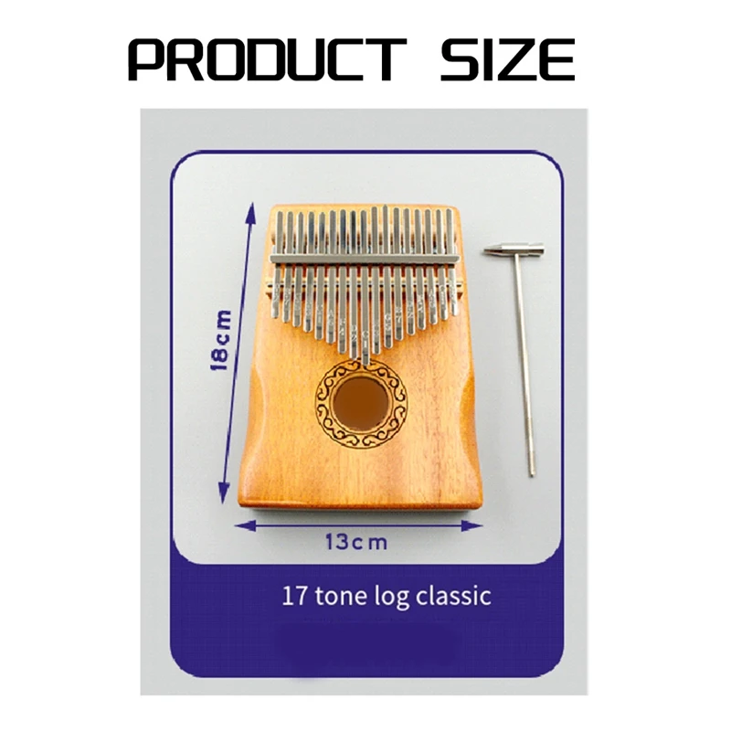 Kalimba Thumb Piano 17 Keys Portable Mbira Finger Gifts For Adults With Tuning Hammer