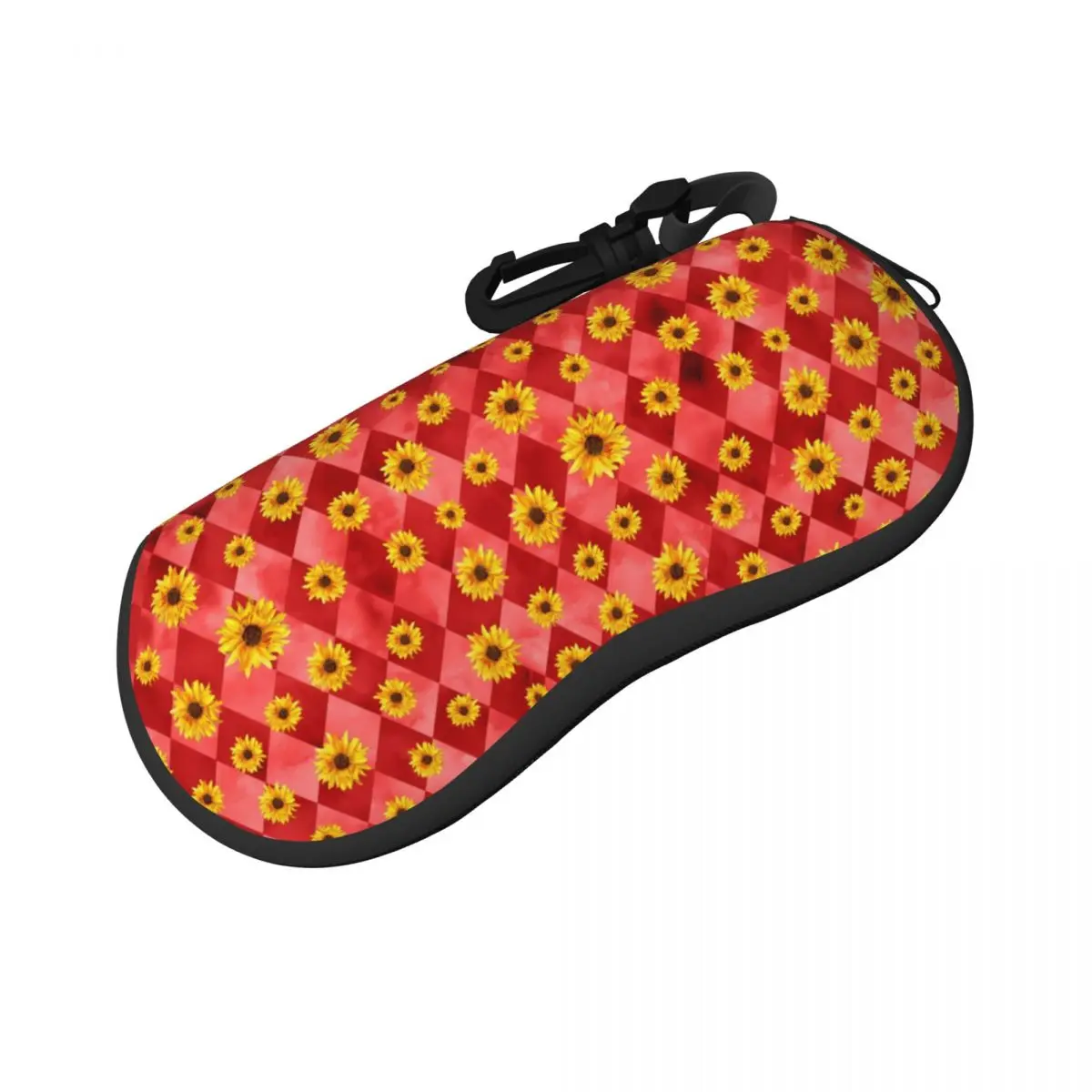 

Sunflower Design Glasses Case Cover Men Women Red Skulls Sunglasses Case Key Chain Eyewear Organizer Travel Eyeglass Protector