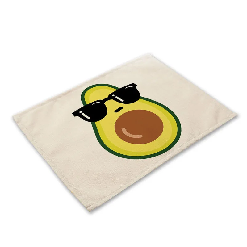 

Funny Avocado Pattern Placemat Fruit Dining Table Mat Cotton Linen Drink Coaster Bowl Cup Mats Kitchen Pads 42*32cm Home Decors
