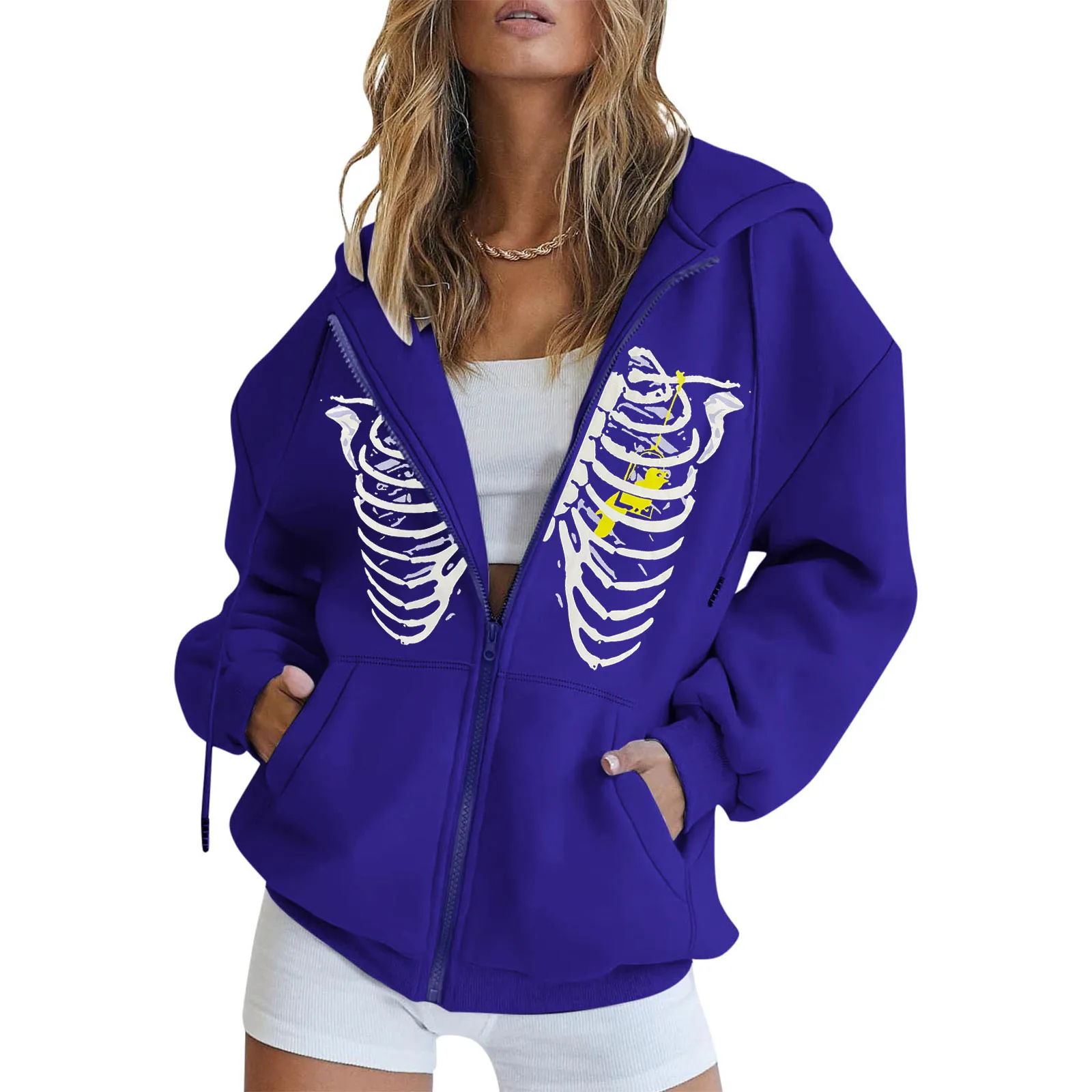 

Petites Tops Womens Zip Hoodie Sweatshirt Gothic Jacket with Pockets Solid Womens Hoodie Fleece Hooded Jacket Women
