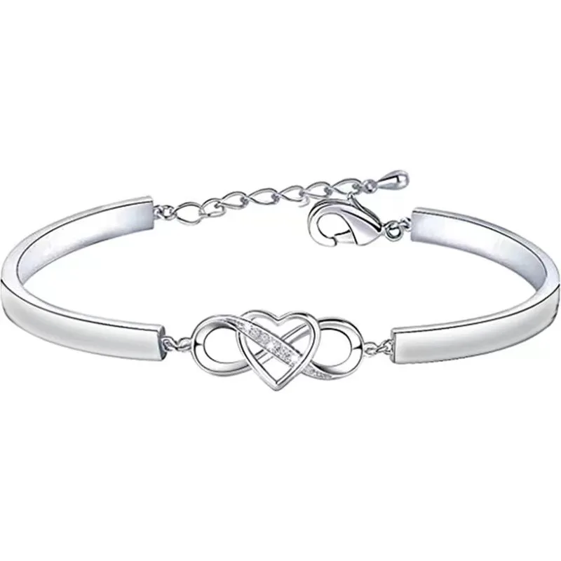 

Vintage Eternal Heart Bracelets And Bangles For Women Zircon Crystal Infinity Charm Bracelet Friendship Jewelry Gift BFF