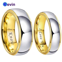 nice i love you i know ring men women tungsten wedding engagement band stepped domed finish 6mm 8mm comfort fit