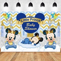 disney mickey mouse backdrop for boy baby shower crown prince happy birthday party photograph background photo banner decoration