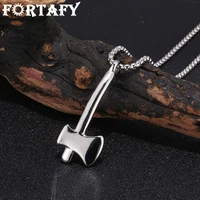 punk jewelry mens simple lumberjack axe pendant necklace stainless steel woodcutter axe necklace for male long necklace fr0435