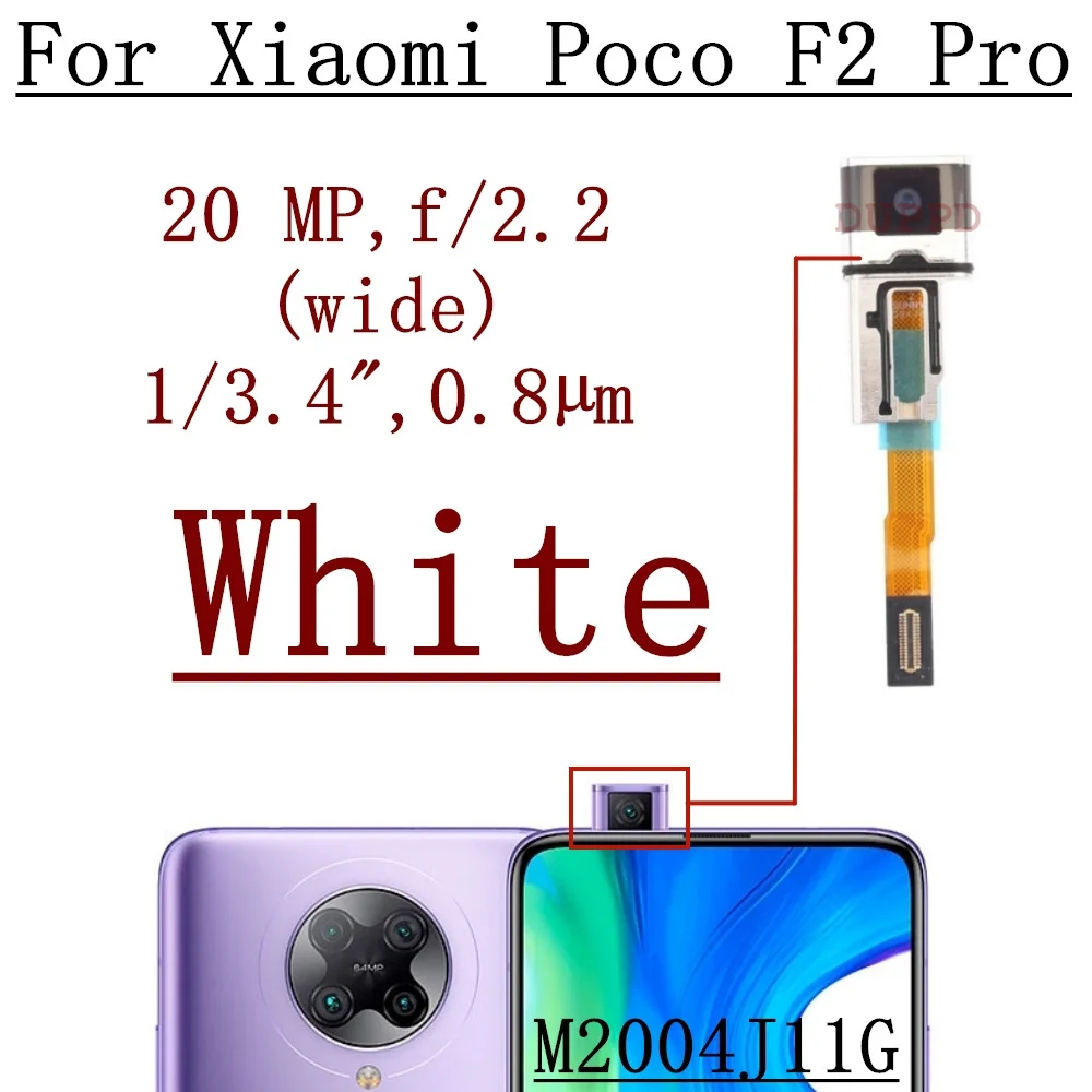 Фото Передняя камера для Xiaomi Poco F2 Pro F3 GT F4 GT F5 Pro, маленькая широкая фронтальная камера для селфи, модуль гибкого кабеля, детали №3